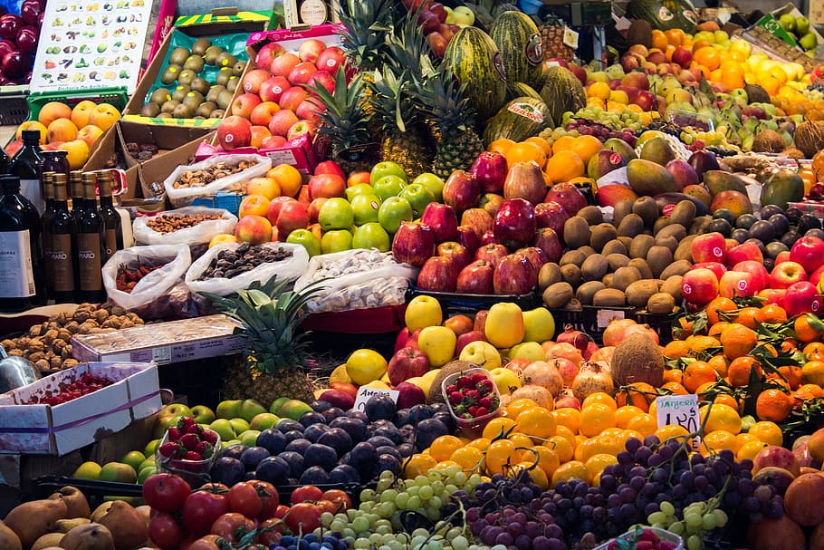morocco, market, fruit, vegetables, mediterranean diet, food, HD wallpaper