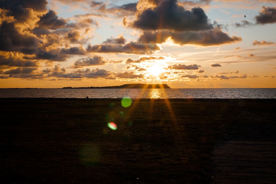 sun, setting, sunset, sky, nature, mood, evening, landscape HD wallpaper