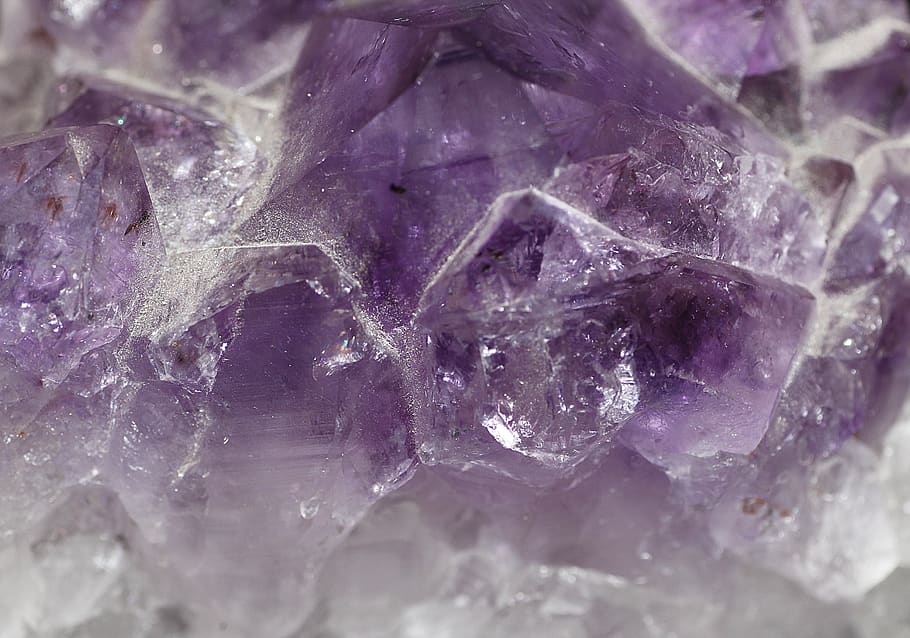 gem, amethyst, purple, crystal, mineral, macro, dark purple, HD wallpaper