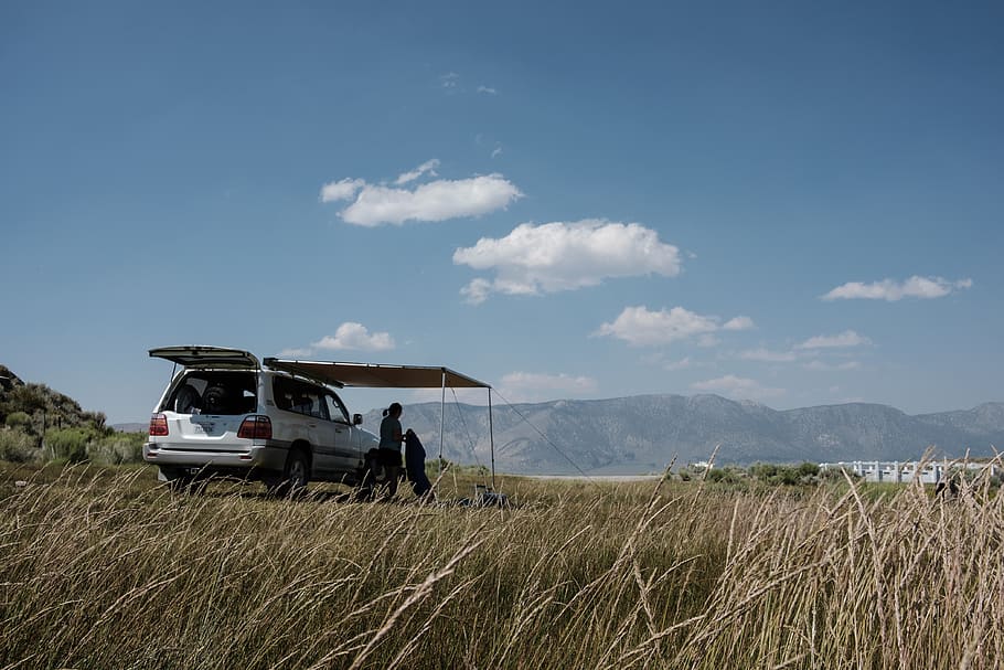 gray car under shed, van, united states, mono county, vehicle HD wallpaper