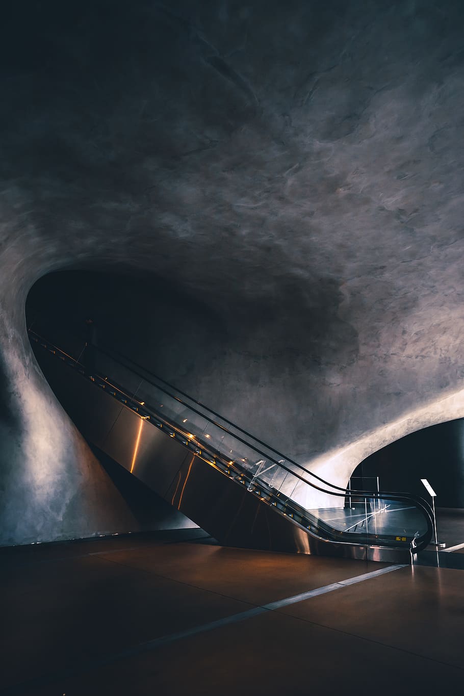 grey stairs under grey concrete ceiling, cloud - sky, transportation HD wallpaper