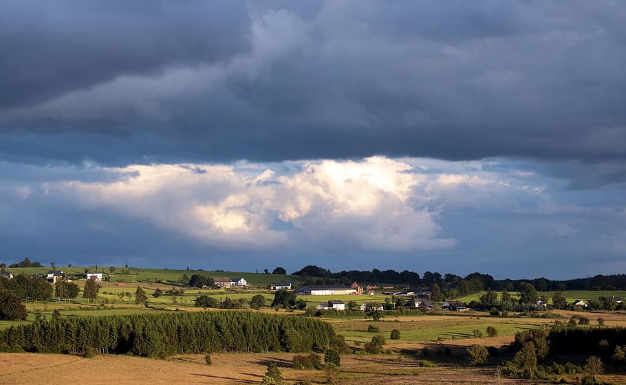 cloud, cloudy, nature, weather, field, farm, cloud - sky, landscape HD wallpaper