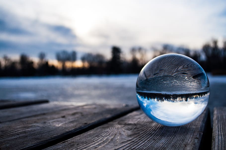 Toy Marble on Brown Wooden Surface, beach, blur, close up, clouds HD wallpaper