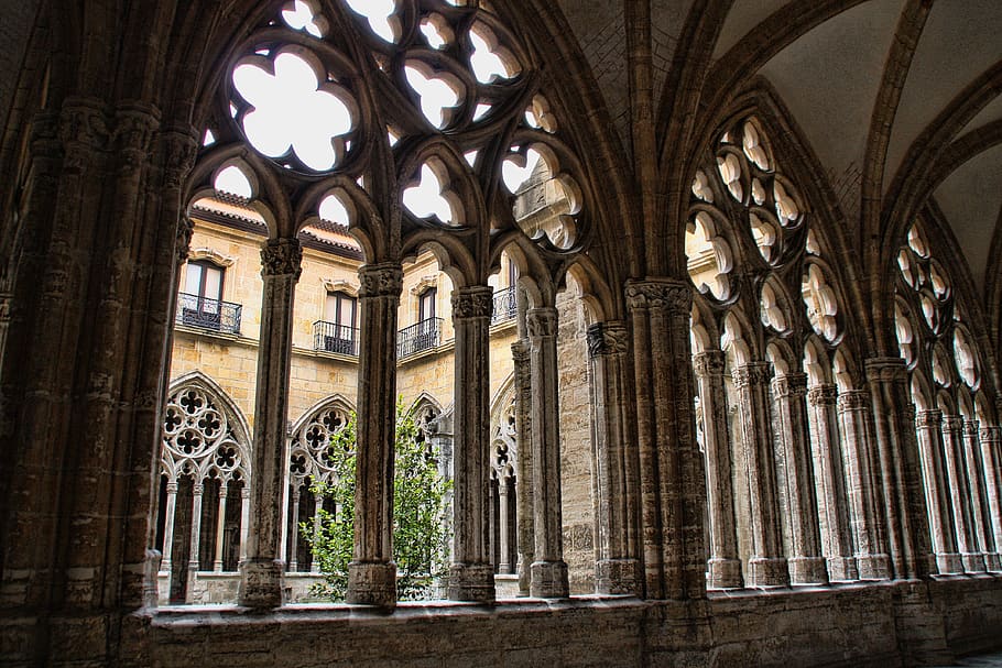 oviedo, spain, cloister, cathedral, architecture, place of worship, HD wallpaper