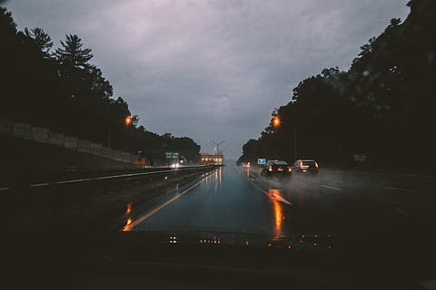 highway, road, interstate, traffic, infrastructure, cars, rain HD wallpaper