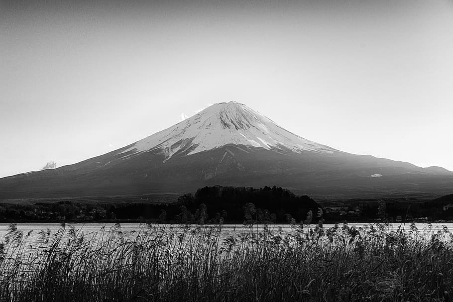 Mount Fiji view, mountain, nature, outdoors, grass, plant, mountain range HD wallpaper