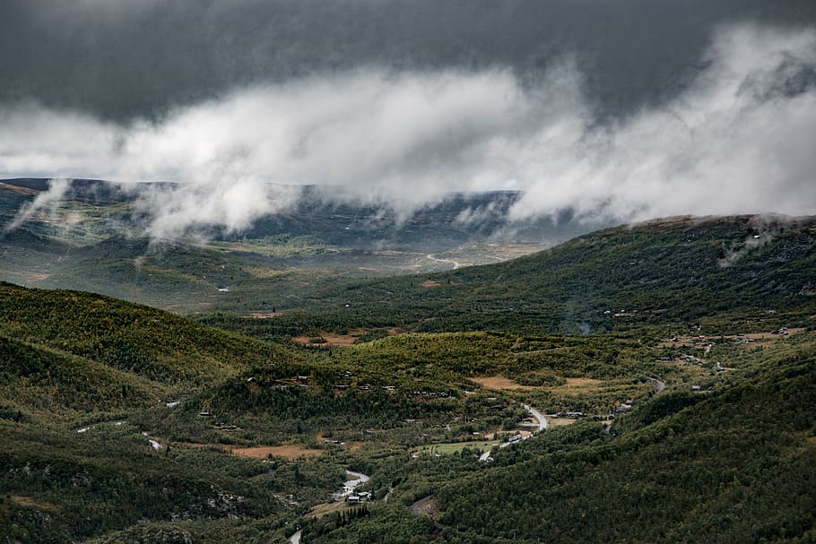 norway, geilo, forest, trees, clouds, valley, cloud - sky, scenics - nature HD wallpaper