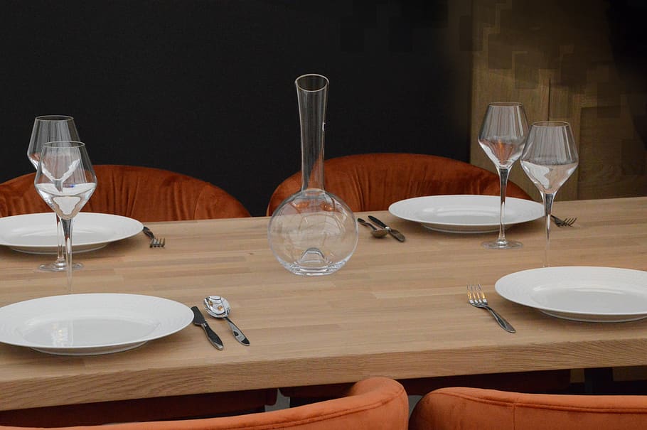 table, dining room, presentation, interior, meals, cutlery HD wallpaper