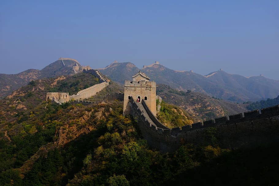 china, chengde shi, jinshanling great wall, tree, great wall of china, HD wallpaper