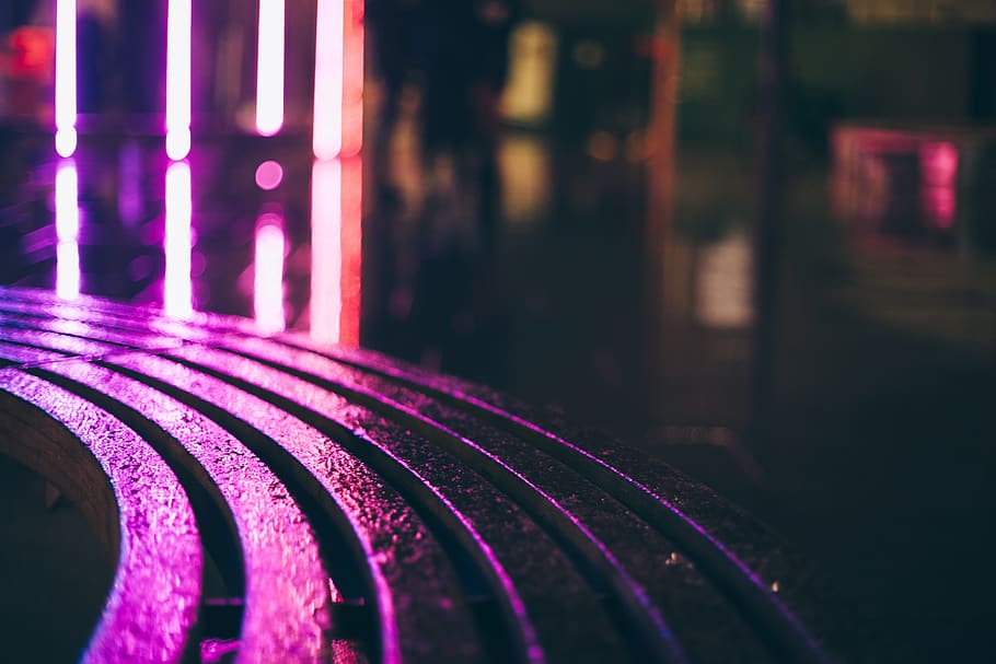 light, night, blur, street, close-up, pink color, no people HD wallpaper