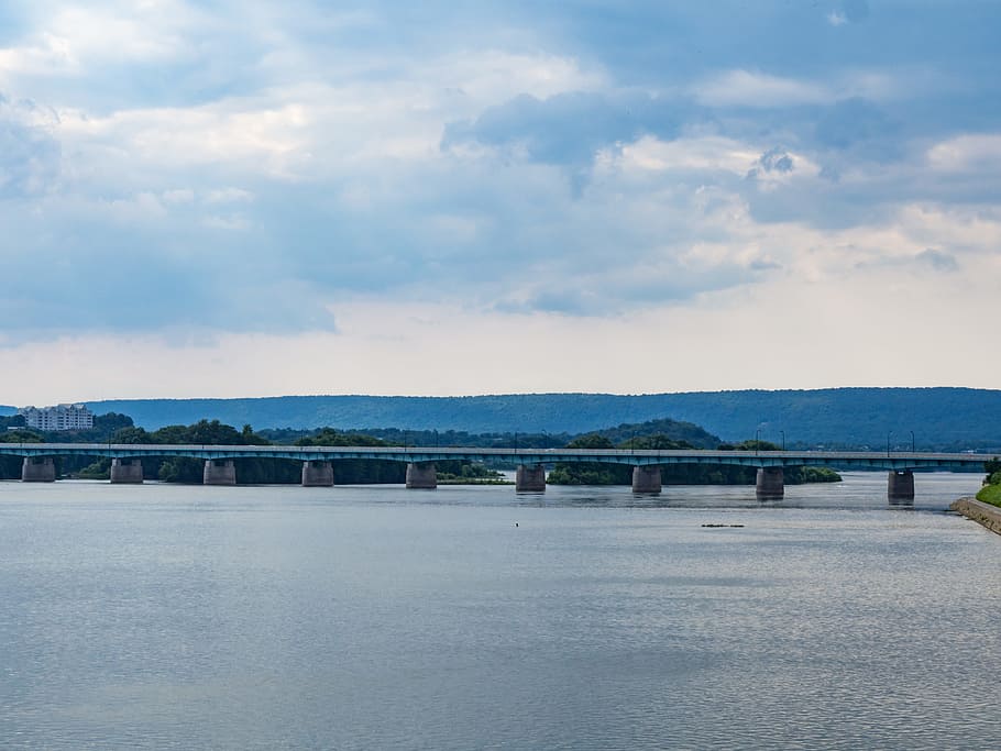 Bridge Over Ocean and Sky, Architecture, Clouds, Nature, Summer HD wallpaper