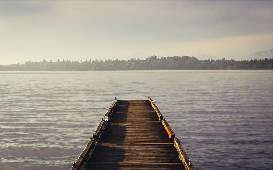 dock, lake, water, pier, beauty in nature, tranquility, sky HD wallpaper