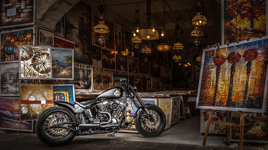HD wallpaper: Black Cruiser Motorcycle, art, bike, building, city, classic  | Wallpaper Flare