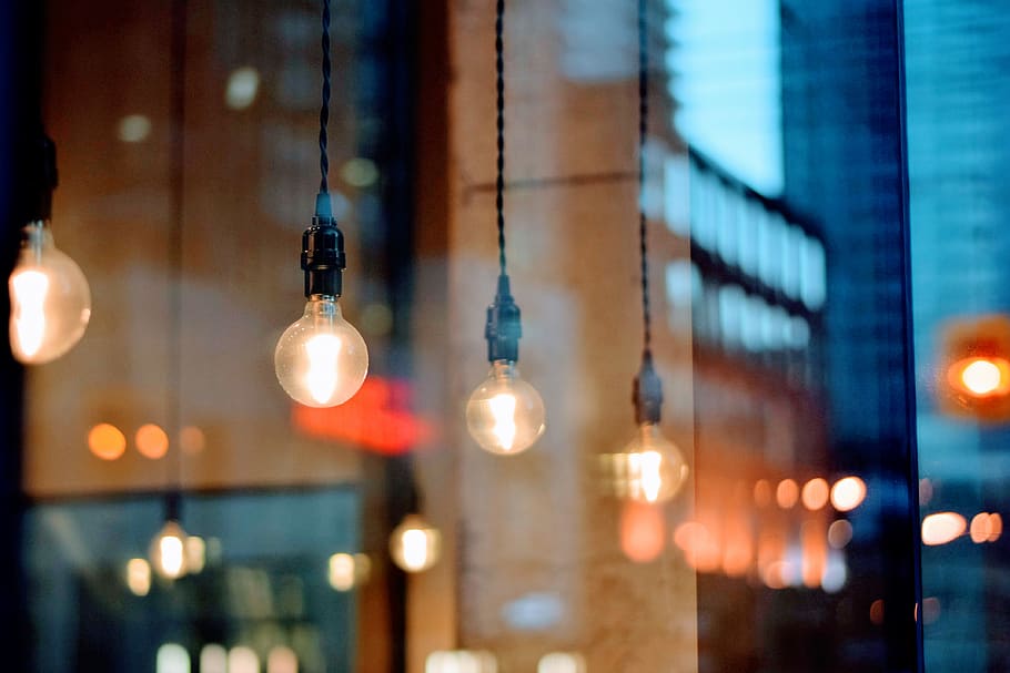 Selective Focus Photography of Light Bulbs, architecture, blur HD wallpaper