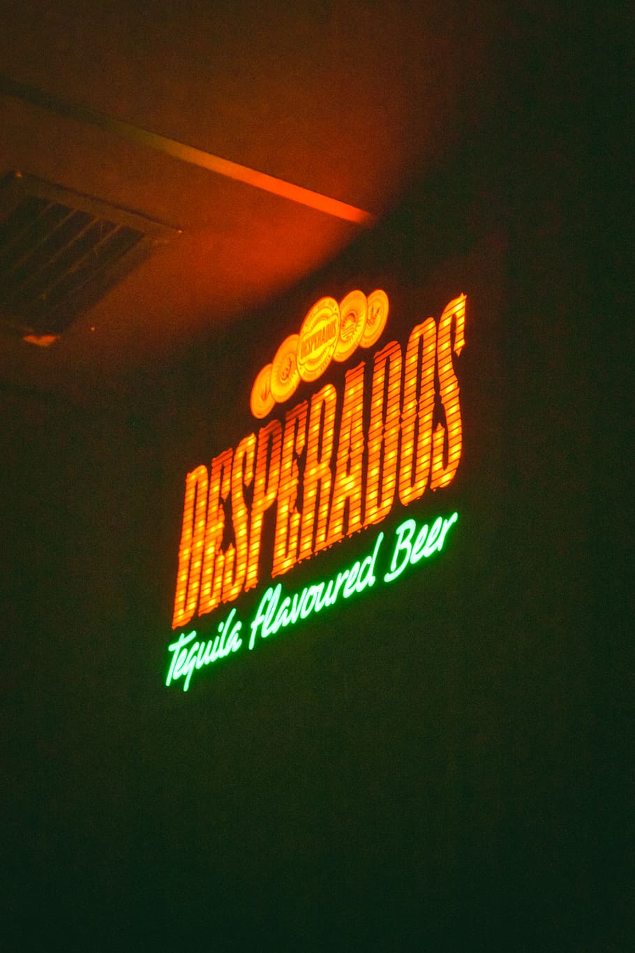 Desperados lighted signage, neon, building, advertisement, poster, HD wallpaper