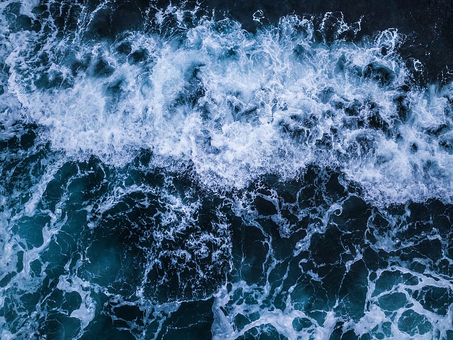 aerial view of white wash, water, wave, blue, topdown, foam, drone view, HD wallpaper
