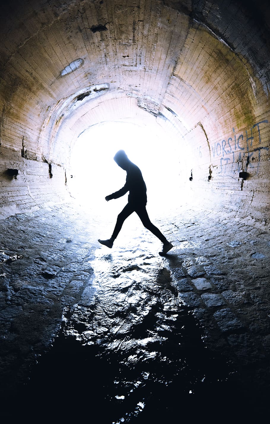 man walking inside tunnel during daytime, human, person, sewer, HD wallpaper