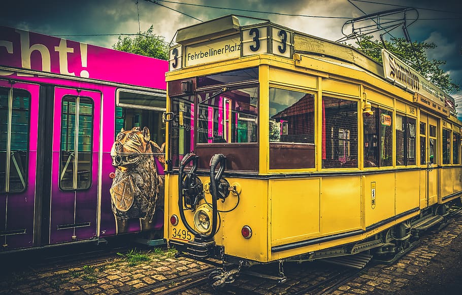 tram, train, old, rails, track, traffic, transport, electric HD wallpaper