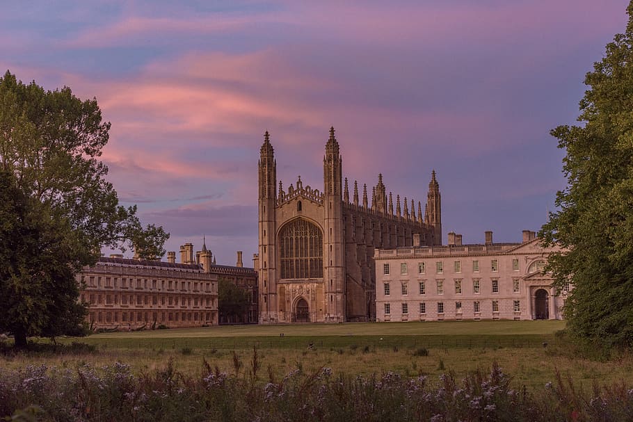 HD wallpaper: united kingdom, cambridge, king's college, sunset, pink ...
