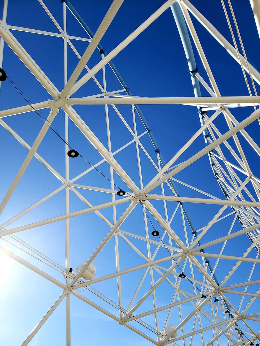 structure, architecture, white, sky, blue, low angle view, built structure HD wallpaper