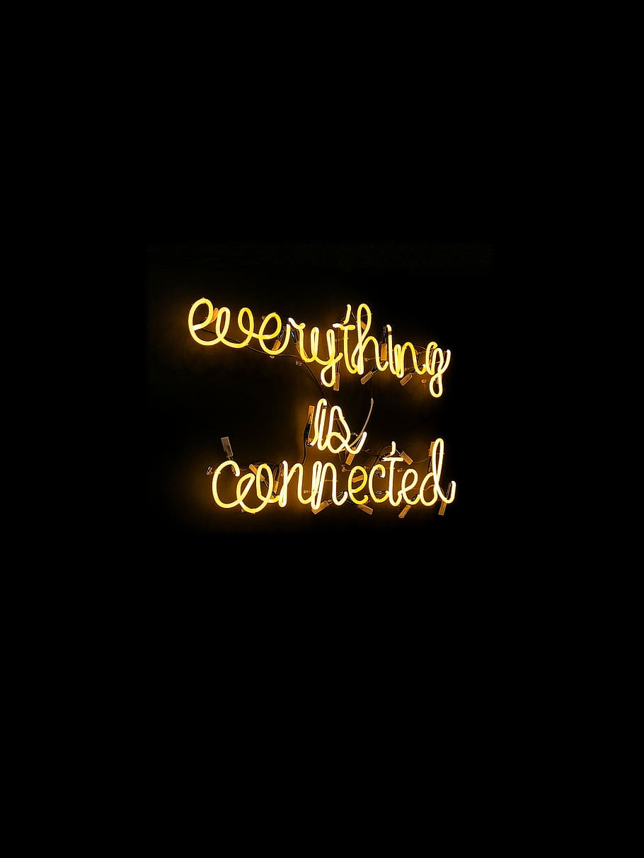 Everything Is Connected Neon-light Signage, black background, HD wallpaper