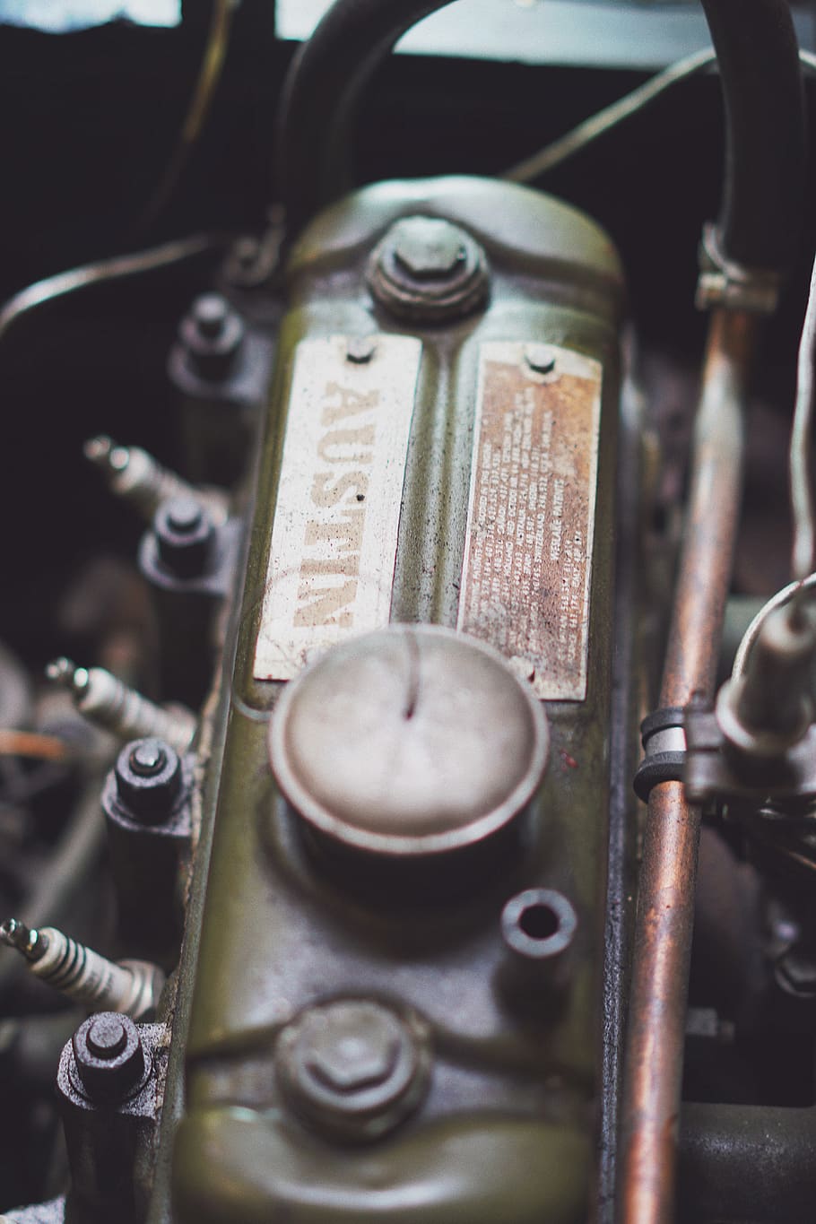 engine, car, austin a35, metal, indoors, machinery, no people HD wallpaper