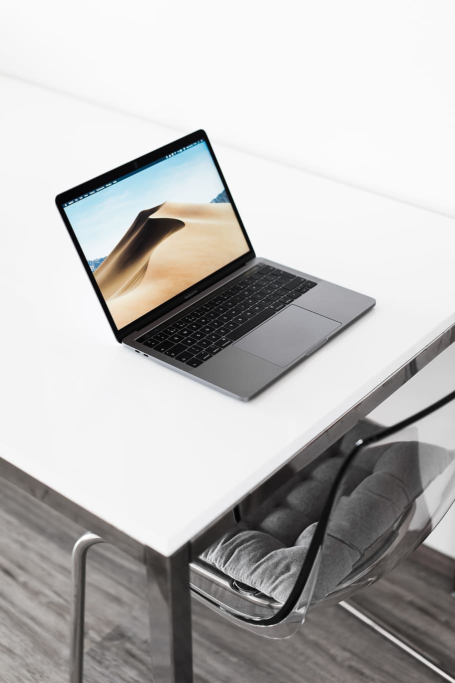 MacBook Pro on White Table at Home, business, creative, desk, HD wallpaper