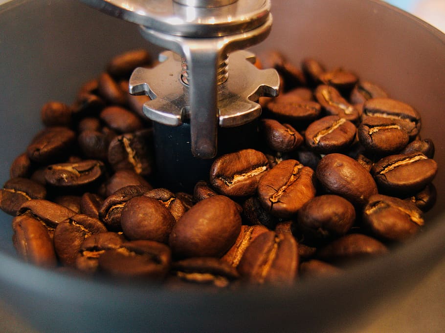 Black Coffee Beans in Grinding Machine, caffeine, coffee machine HD wallpaper