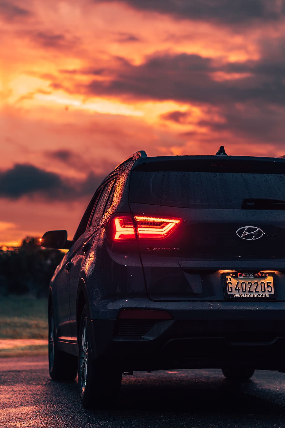 Black Hyundai Suv, asphalt, auto, automobile, clouds, design HD wallpaper