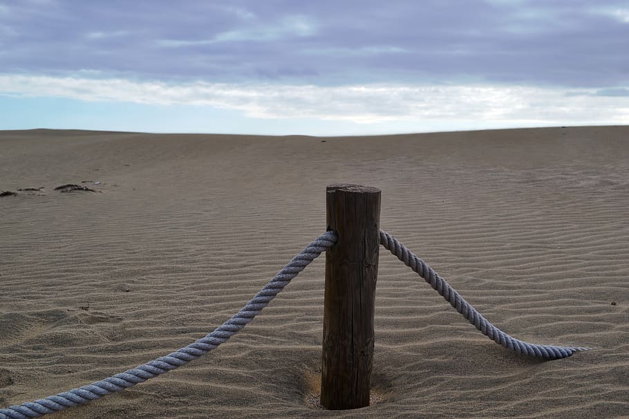 dune, desert, rope, sand, land, wood - material, cloud - sky HD wallpaper