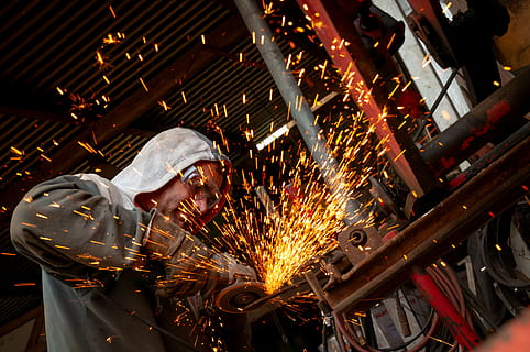 angle grinder, grinding, tool, radio, work, craftsmen, safety glasses HD wallpaper