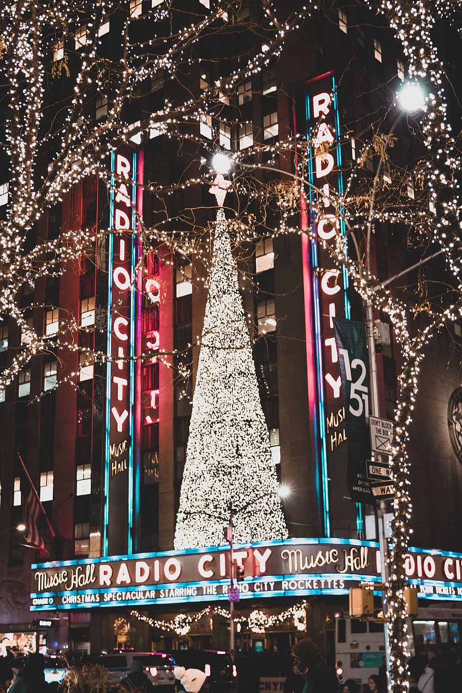 Radio City Christmas tree, plant, ornament, person, human, new york