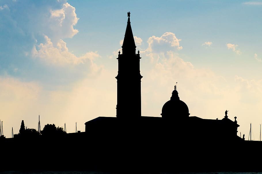 italy, venice, sky, built structure, architecture, silhouette HD wallpaper