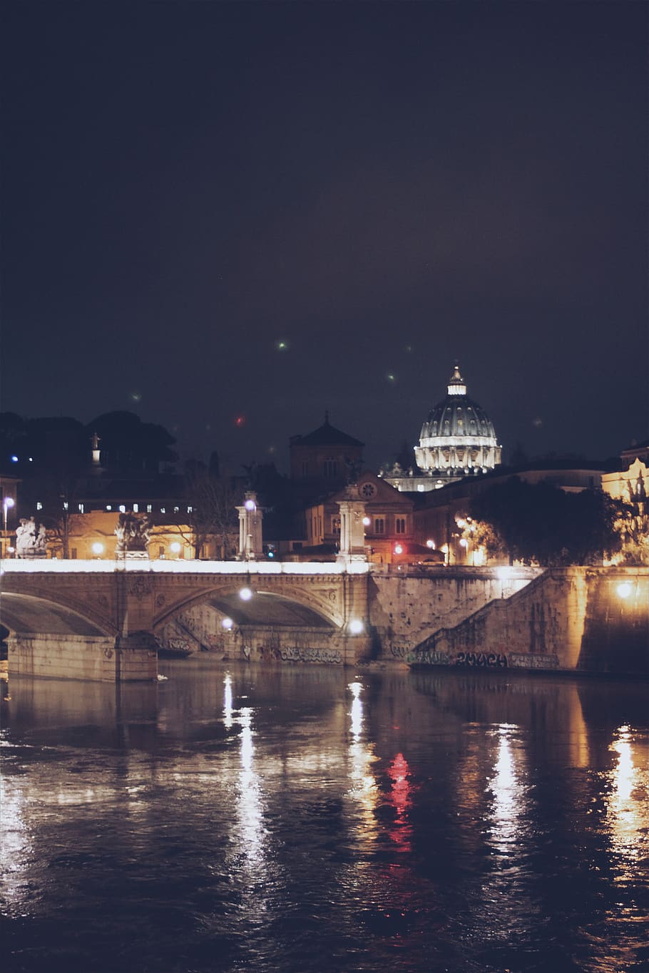 vatican city, santangelo, ponte, river, night, notte, illuminated, HD wallpaper