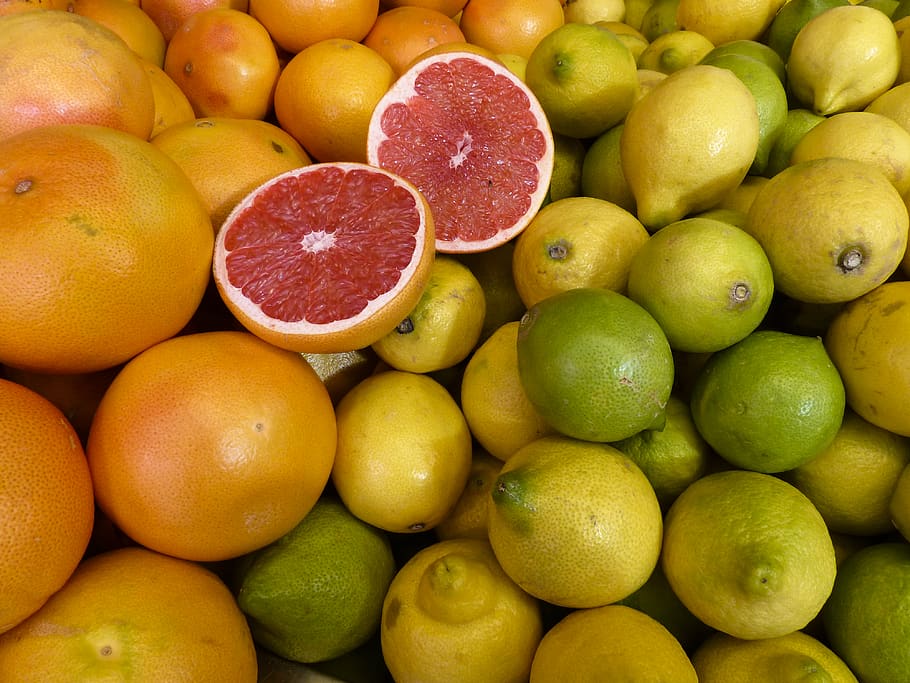 fruit, grapefruit, lemon, green, yellow, red, market, sour HD wallpaper