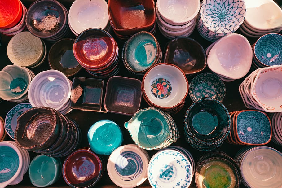 ceramic, pottery, creative, colorful, dishes, ceramics, craft HD wallpaper