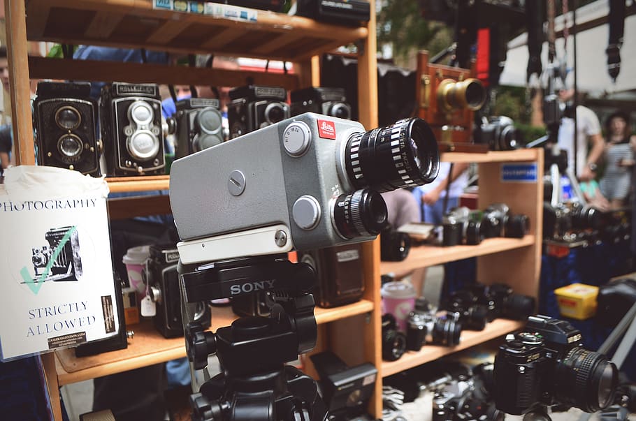 Black and Gray Sony Video Camera, assorted, cameras, city, commerce HD wallpaper