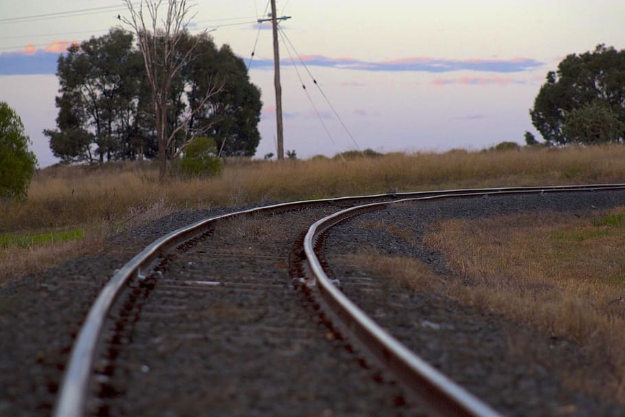 train tracks, railway, outback, railroad, transportation, locomotive HD wallpaper