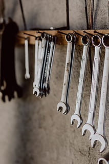 Set of ring and open-end wrench, workshop, garage, tools, repair HD wallpaper