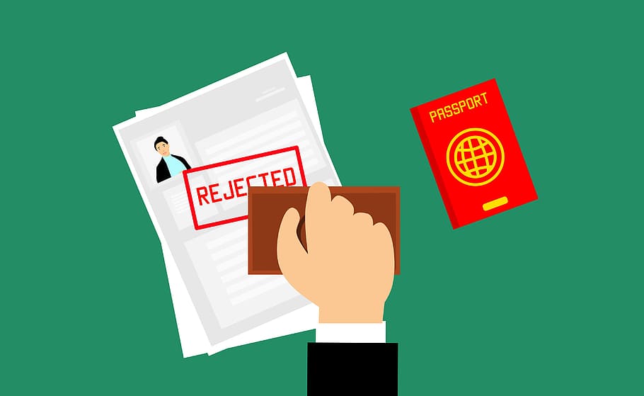 Illustration of rejected visa, journey, template, service, tour