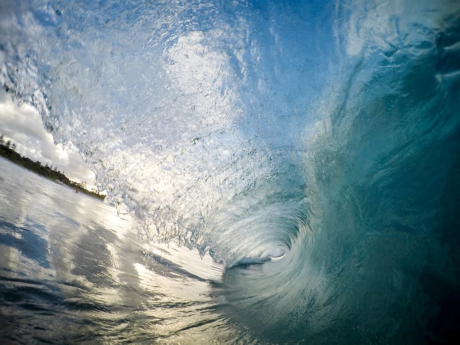 Getting submerged inside a wave., water, sea, motion, nature, HD wallpaper