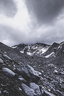gray mountain under gray clouds during daytime, apocalyptic, rock HD wallpaper