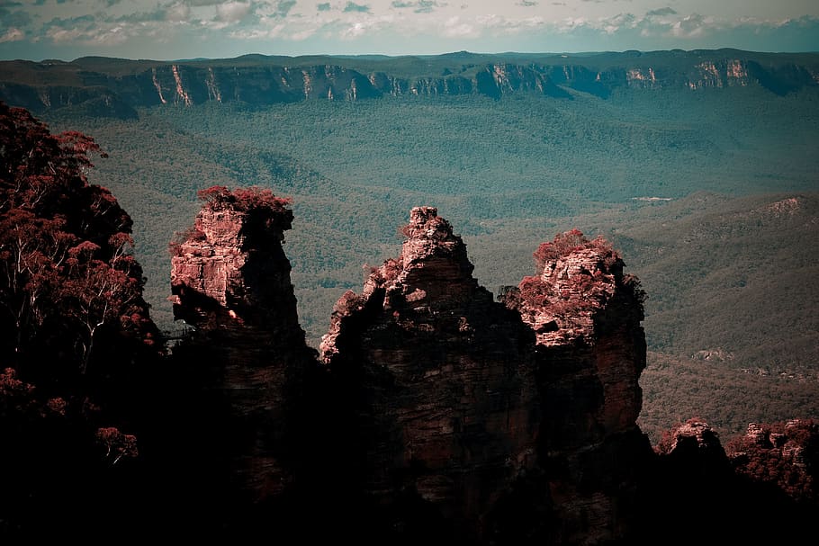 rock formation, nature, outdoors, mountain, plateau, art, painting HD wallpaper