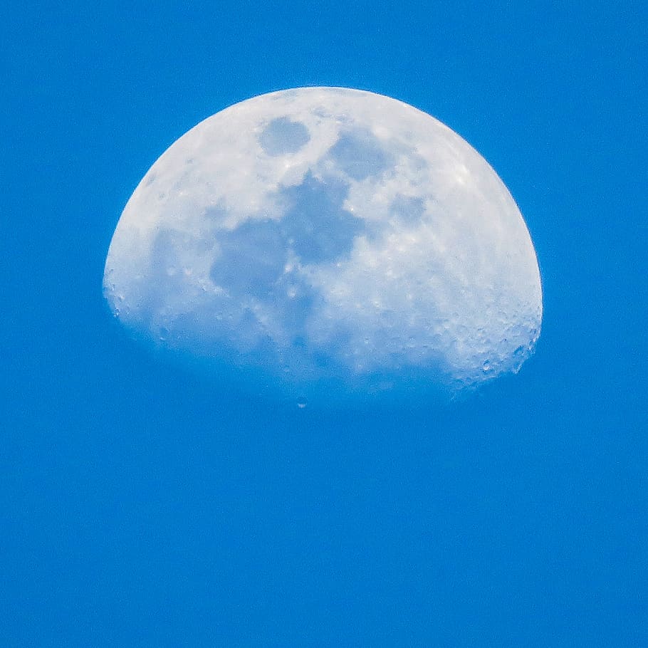 moon, lunar, planet, space, nature, light, sky, white, blue HD wallpaper