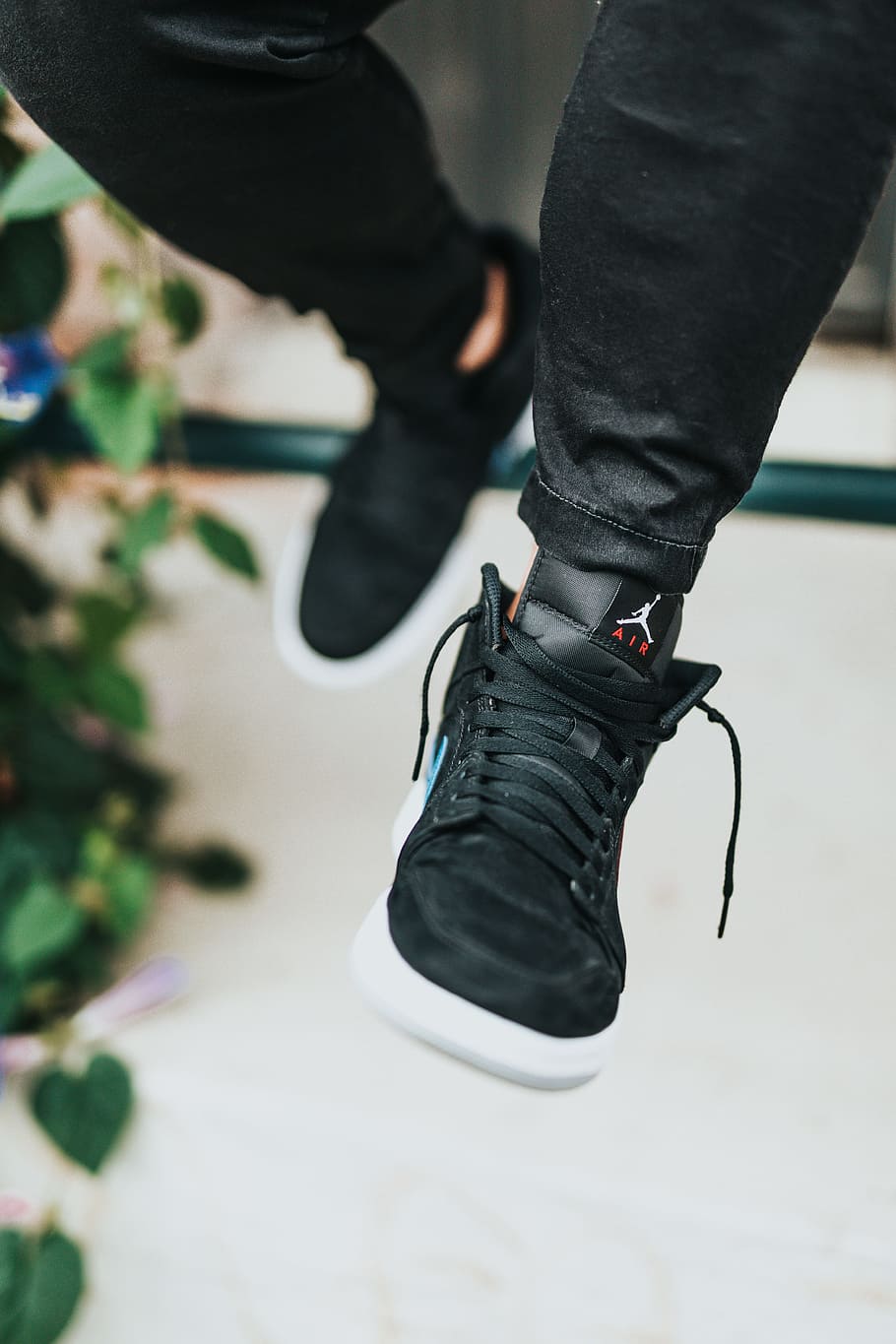 black leather shoes, air, air jordan, sneaker, fashion, nike, HD wallpaper