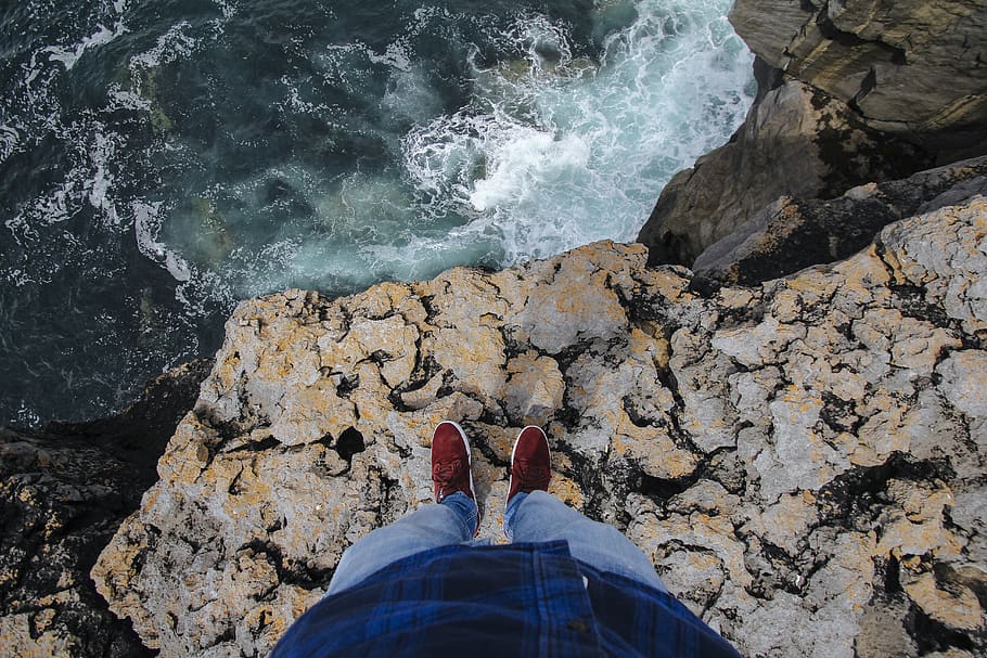 ireland, cliffs of moher, redshoes, water, low section, human leg