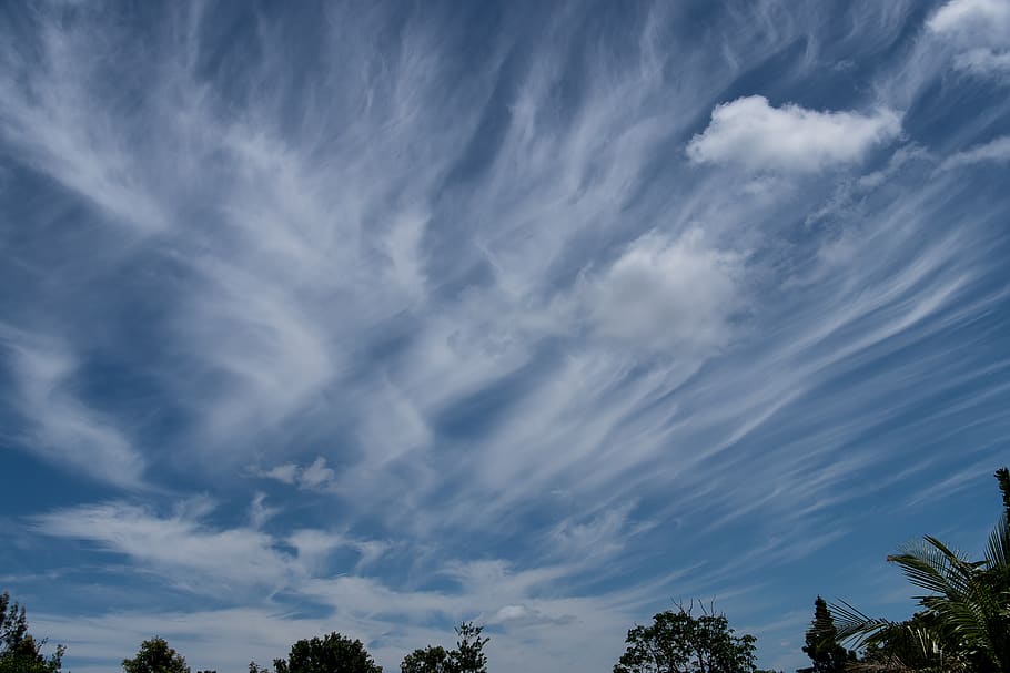 clouds, white, blue, cloudscape, delicate, pattern, sky, horizon HD wallpaper
