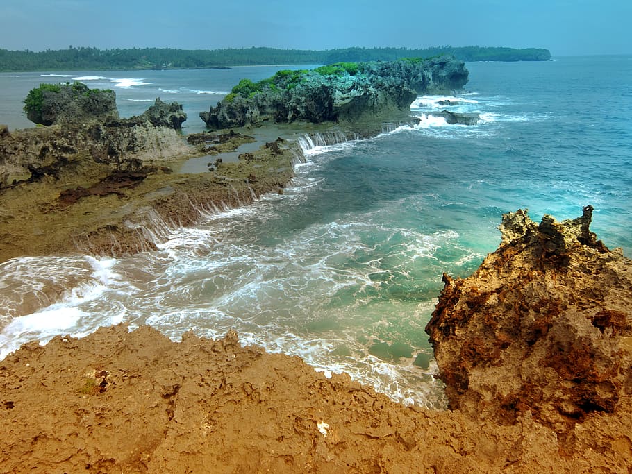 philippines, hernani, canhugas beach, sea, water, land, beauty in nature HD wallpaper