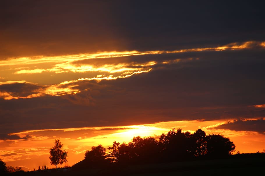 setting, sunset, nature, eve, evevning, sky, cloud - sky, beauty in nature HD wallpaper