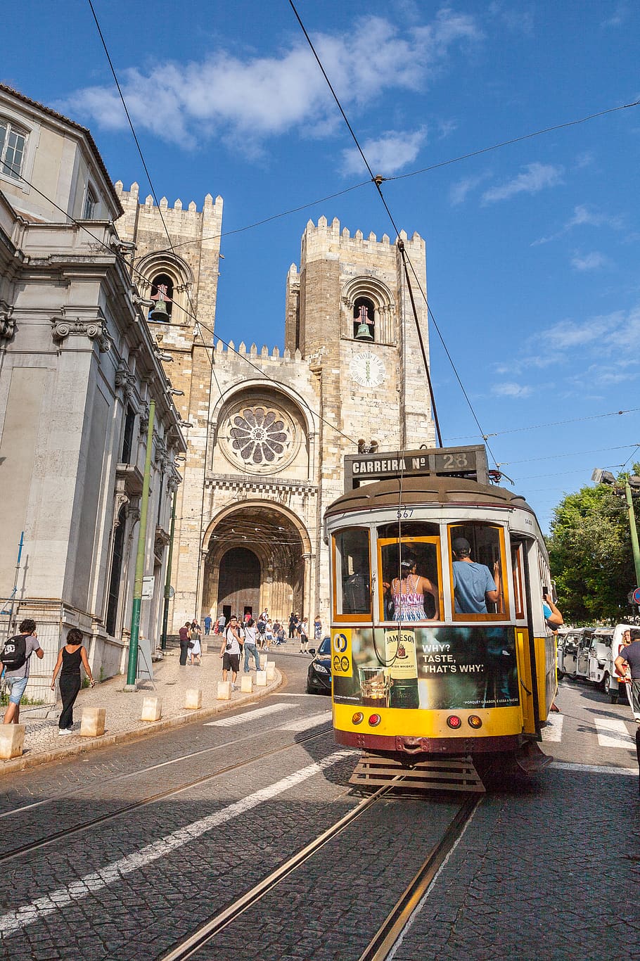 lisbon, portugal, old town, lisbon tram, lisboa, church, touristic place, HD wallpaper
